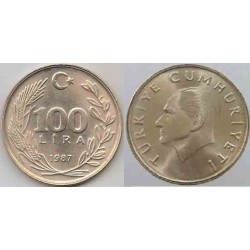 سکه 100 لیر - مس نیکل روی  - ترکیه 1987 غیر بانکی