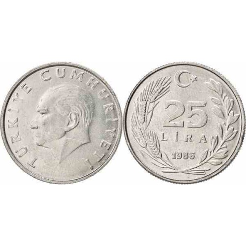 سکه 25 لیر - آلومینیوم - ترکیه 1987 غیر بانکی سکه 25 لیر - آلومینیوم - ترکیه 1987 غیر بانکی