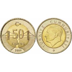 سکه 50 کروز - بیمتال  - ترکیه 2009 غیر بانکی