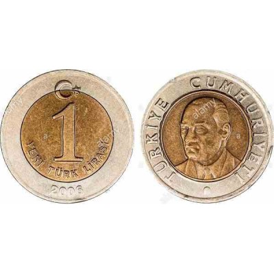 سکه 1 لیر - بیمتال  - ترکیه 2006 غیر بانکی