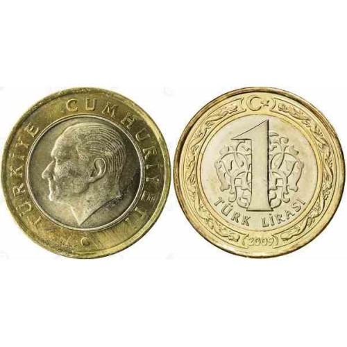 سکه 1 لیر - بیمتال - ترکیه 2009 غیر بانکی سکه 1 لیر - بیمتال - ترکیه 2009 غیر بانکی