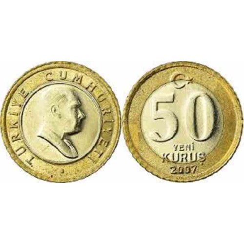 سکه 50 کروز - بیمتال  - ترکیه 2007 غیر بانکی
