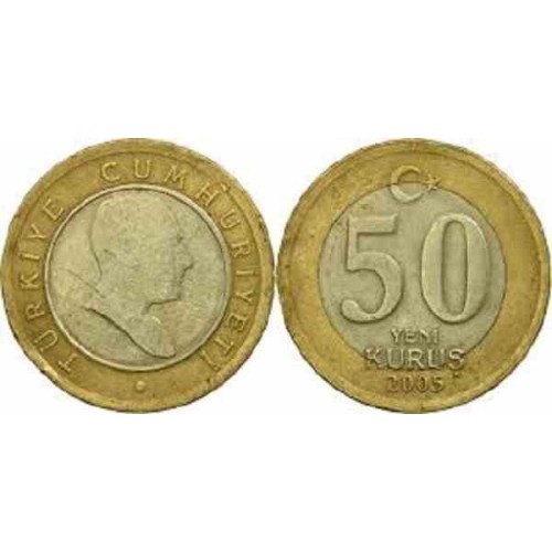 سکه 50 کروز - بیمتال  - ترکیه 2005 غیر بانکی