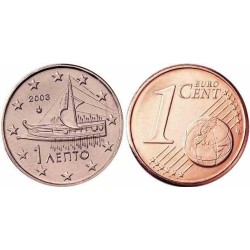 سکه 1 سنت یورو - مس روکش فولاد - یونان 2003 غیر بانکی