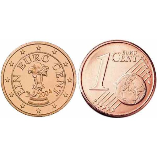 سکه 1 سنت یورو - مس روکش فولاد - اتریش 2004 غیر بانکی