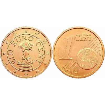 سکه 1 سنت یورو - مس روکش فولاد - اتریش 2002 غیر بانکی