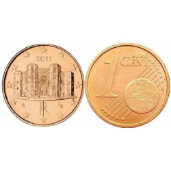 سکه 1 سنت یورو - مس روکش فولاد - ایتالیا 2011 غیر بانکی