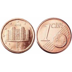 سکه 1 سنت یورو - مس روکش فولاد - ایتالیا 2002 غیر بانکی