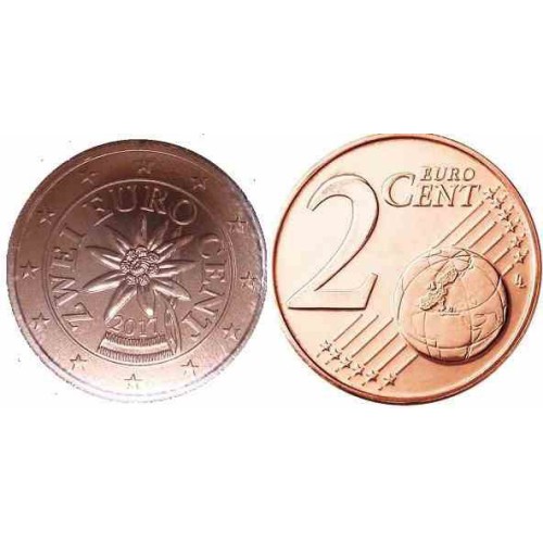 سکه 2 سنت یورو - مس روکش فولاد - اتریش 2017 غیر بانکی