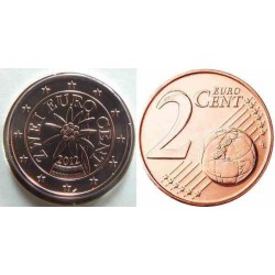 سکه 2 سنت یورو - مس روکش فولاد - اتریش 2012 غیر بانکی