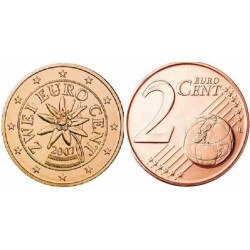 سکه 2 سنت یورو - مس روکش فولاد - اتریش 2007 غیر بانکی