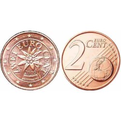 سکه 2 سنت یورو - مس روکش فولاد - اتریش 2005 غیر بانکی