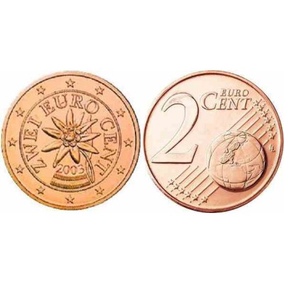سکه 2 سنت یورو - مس روکش فولاد - اتریش 2003 غیر بانکی