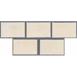 780 - 5 عدد تمبر عروسی محمدرضا پهلوی و فوزیه  1318 با شارنیه