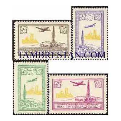 926 - 4 عدد تمبر چاه شماره 3 البرز در قم ( سری هوائی) 1332 تک