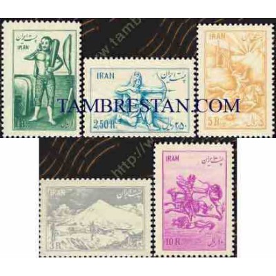 932 - 5 عدد تمبر ورزشهای باستانی 1332 تک