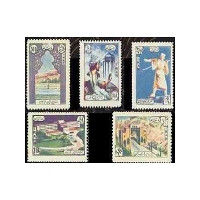 997 - 5 عدد تمبر افتتاح بیمارستان نمازی شیراز 1335 تک