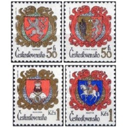 4 عدد  تمبر نشانهای شهرهای چک - چک اسلواکی 1984