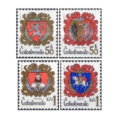 4 عدد  تمبر نشانهای شهرهای چک - چک اسلواکی 1984