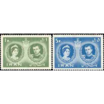 1124 - تمبر عروسی محمد رضا پهلوی و فرح دیبا  1339 تک