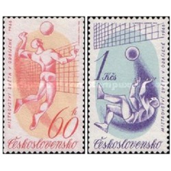 2 عدد  تمبر مسابقات جهانی والیبال، پراگ - چک اسلواکی 1966