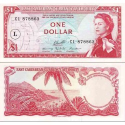 اسکناس 1 دلار -سورشارژ L - سنت لوئیز 1965 -  قلمرو کارائیب شرقی 1965 سفارشی - توضیحات را ببینید