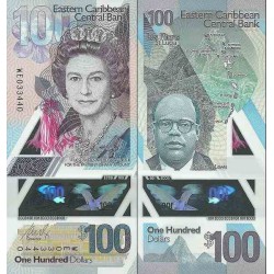 اسکناس پلیمر 100 دلار - کارائیب شرقی 2019 سفارشی - توضیحات را ببینید