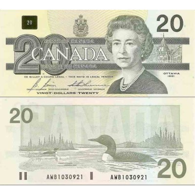 اسکناس 20 دلار - کانادا 1991 سفارشی - توضیحات را ببینید