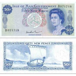 اسکناس 50 پنس - امضا عریض - جزیره من 1974 سفارشی - توضیحات را ببینید