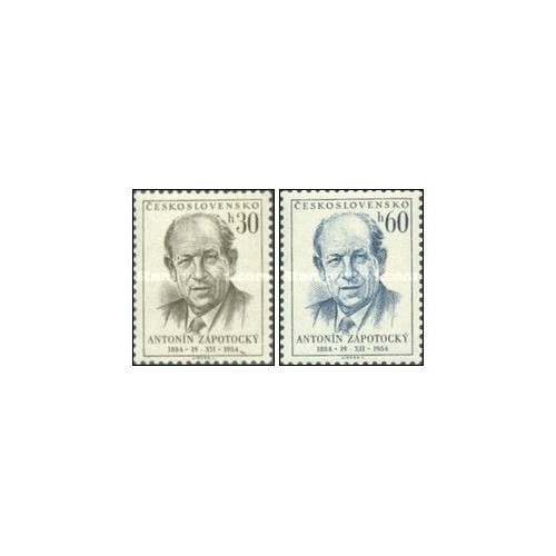 2 عدد تمبر هفتادمین سالگرد تولد زاپوتوکی - رئیس جمهور چک - چک اسلواکی 1954 2 عدد تمبر هفتادمین سالگرد تولد زاپوتوکی - رئیس جمهور چک - چک اسلواکی 1954