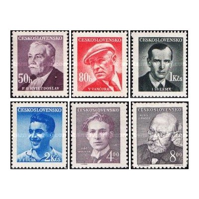 6 عدد تمبر رمان نویسان - چک اسلواکی 1949