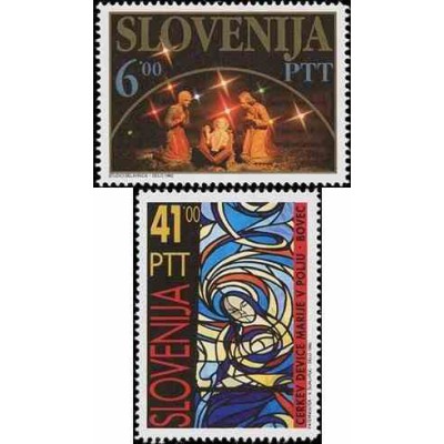 2 عدد تمبر کریستمس - اسلوونی 1992