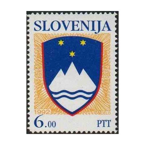 1 عدد تمبر سری پستی - آرمها و نشانها  - 6 تولار - اسلوونی 1992