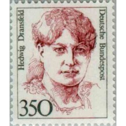 1 عدد تمبر سری پستی زنان نامدار - 350 فنیک - Hedwig Dransfeld- سیاستمدار - جمهوری فدرال آلمان 1988