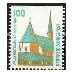 1 عدد تمبر سری پستی چشم اندازها - 100 فنیک - بالا بیدندانه - جمهوری فدرال آلمان 1989