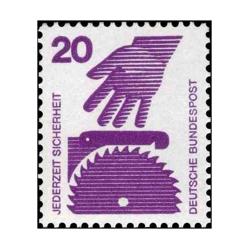 1 عدد تمبر سری پستی اطلاعات راجع به حوادث - 20 فنیک  - جمهوری فدرال آلمان 1971