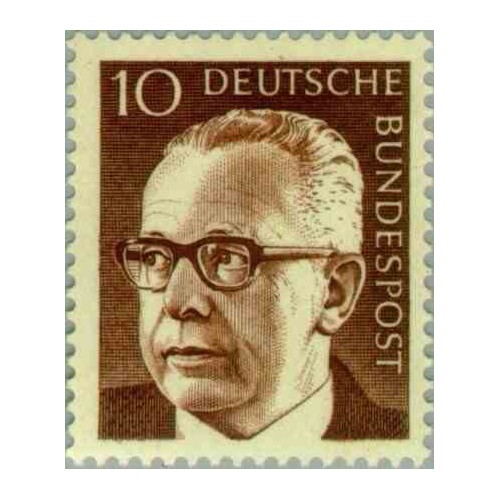 1 عدد تمبر سری پستی گوستاو هاینمان - 10 فنیک  - جمهوری فدرال آلمان 1970