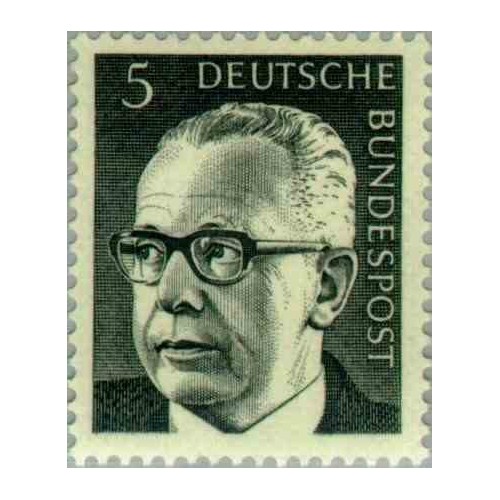 1 عدد تمبر سری پستی گوستاو هاینمان - 5 فنیک  - جمهوری فدرال آلمان 1970