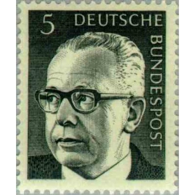1 عدد تمبر سری پستی گوستاو هاینمان - 5 فنیک  - جمهوری فدرال آلمان 1970