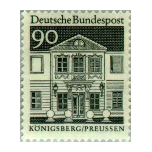 1 عدد تمبر سری پستی ساختمانها آلمان از قرن دوازدهم - 90 فنیک - جمهوری فدرال آلمان 1966