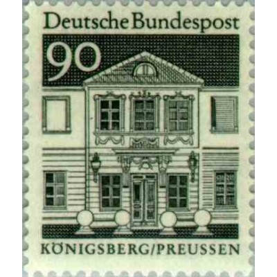 1 عدد تمبر سری پستی ساختمانها آلمان از قرن دوازدهم - 90 فنیک - جمهوری فدرال آلمان 1966