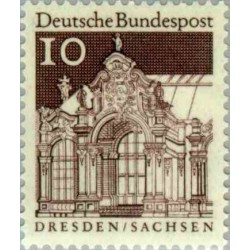 1 عدد تمبر سری پستی ساختمانها آلمان از قرن دوازدهم - 10 فنیک - جمهوری فدرال آلمان 1966