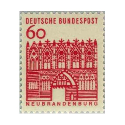 1 عدد تمبر سری پستی ساختمانها آلمان از قرن دوازدهم - 60 فنیک - جمهوری فدرال آلمان 1964