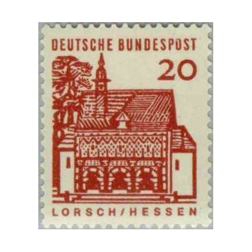 1 عدد تمبر سری پستی ساختمانها آلمان از قرن دوازدهم - 20 فنیک - جمهوری فدرال آلمان 1964