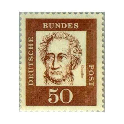 1 عدد تمبر سری پستی جرمن های نامدار - 50 فنیک - جان ولفگانگ فون گوته - جمهوری فدرال آلمان 1961