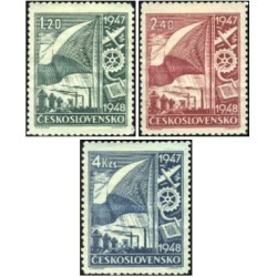 3 عدد  تمبر بازسازی صنعت - چک اسلواکی 1947