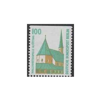 1 عدد تمبر سری پستی چشم اندازها - 100 فنیک - بالا بیدندانه - برلین آلمان 1989