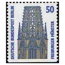 1 عدد تمبر سری پستی چشم اندازها - 50 فنیک - پایین بیدندانه - برلین آلمان 1987