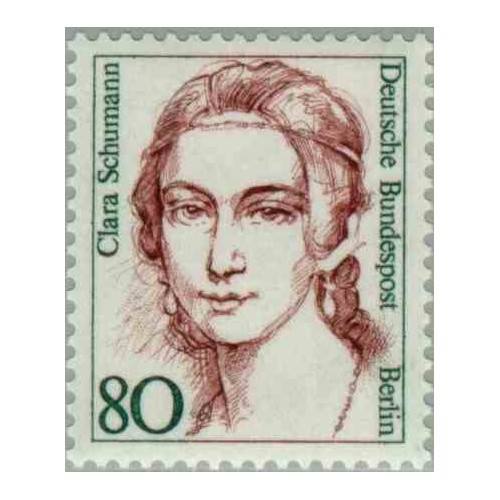 1 عدد تمبر سری پستی زنان نامدار -  Clara Schumann - موسیقیدان - برلین آلمان 1986