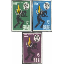 3 عدد تمبر سال حقوق بشر - برونئی 1968